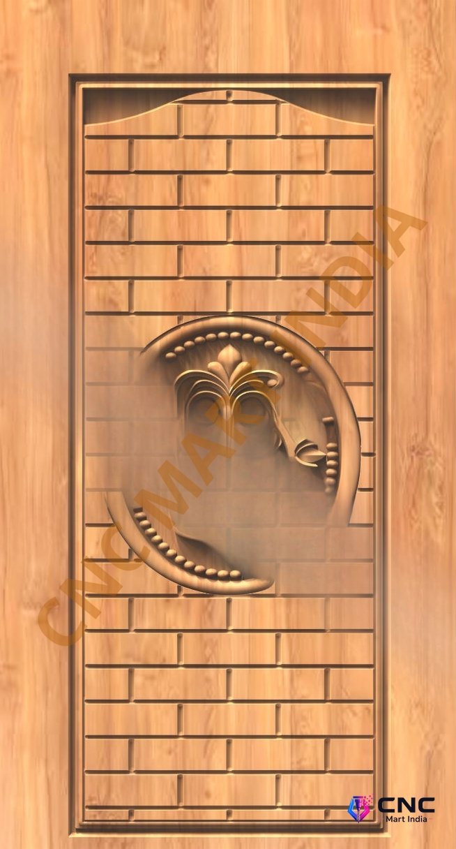 GSK EMBOSSING - EMD-60 Modern Brickwork Floral Centerpiece Door 3D Model
